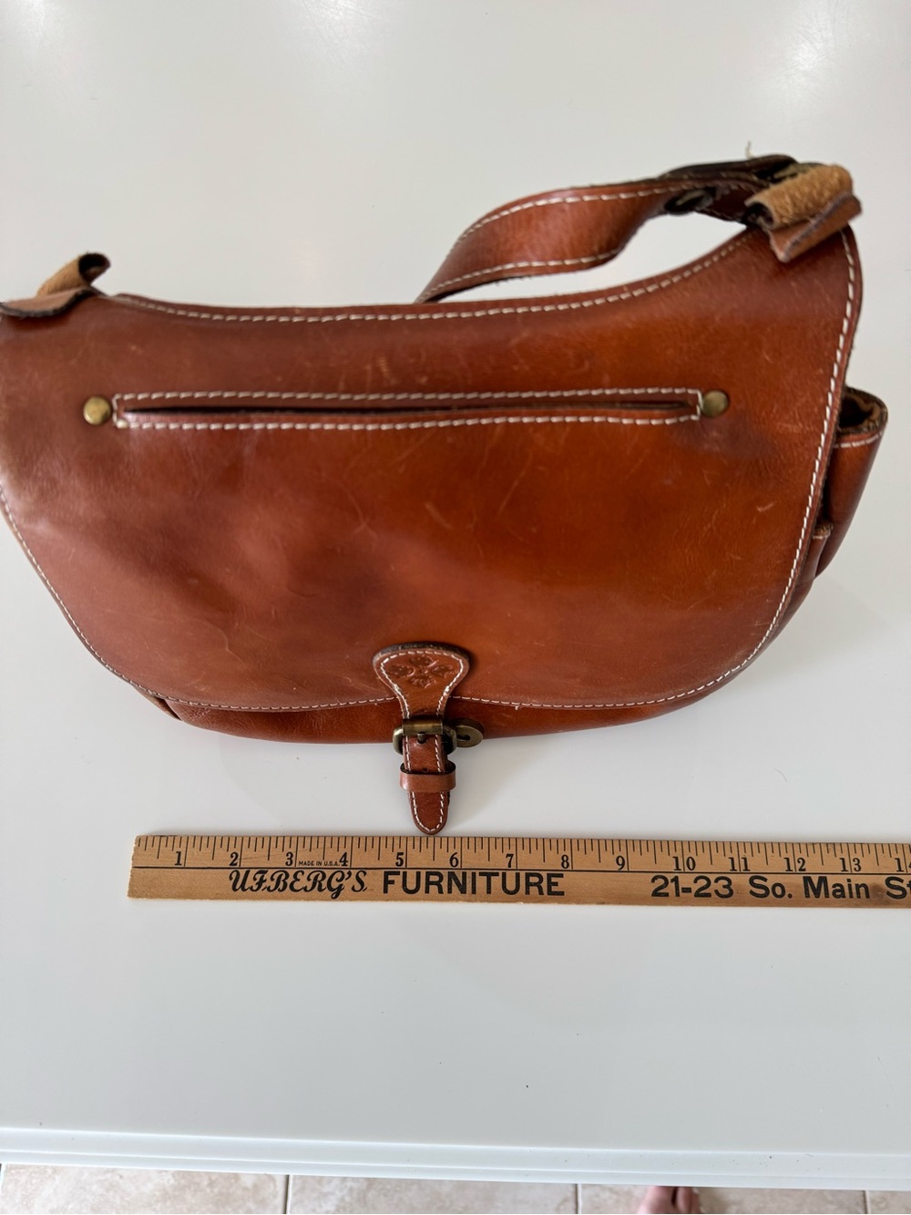 Patricia Nash Cognac Leather Crossbody Saddle Bag - Picture 11 of 12